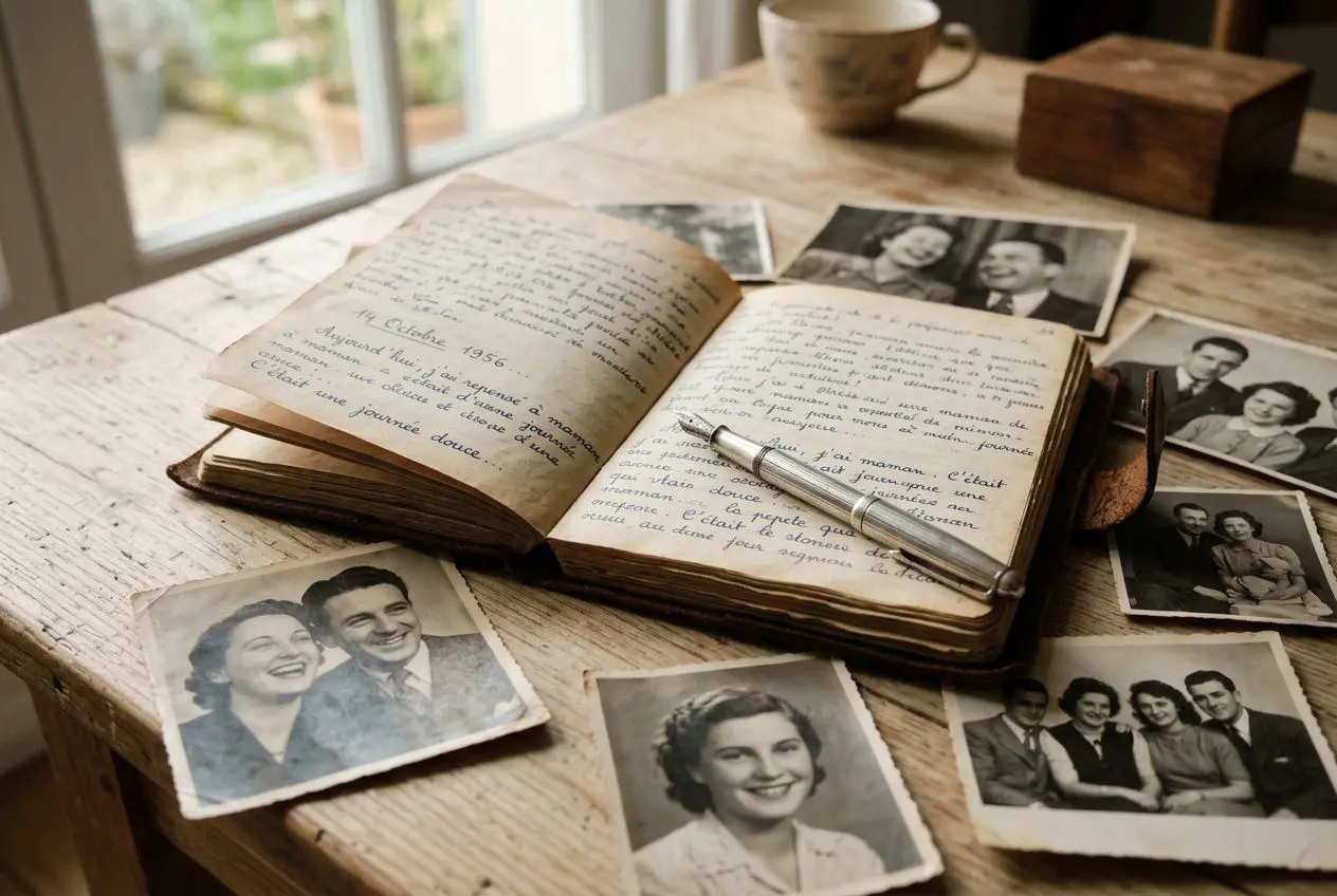 Journal intime avec souvenirs et photographies